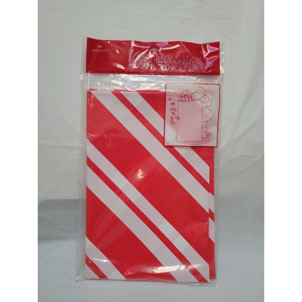 Vintage Hallmark Striped Print Christmas Gift Bag 40"x54"-Gift Bag Only
